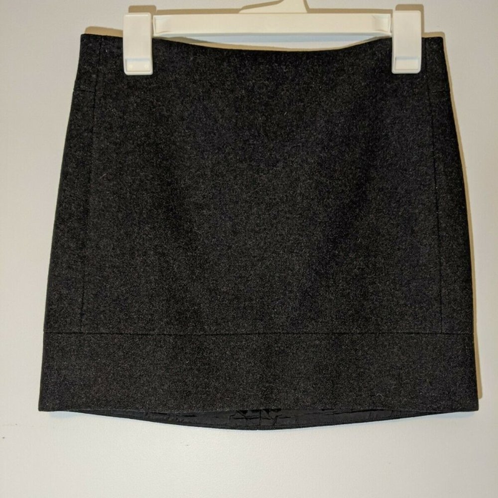 Charcoal Wool Blend Mini Skirt